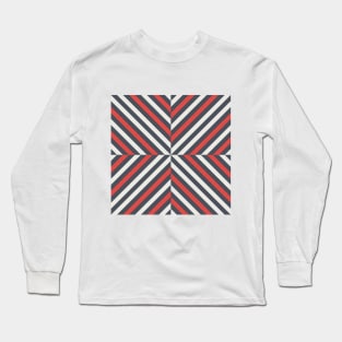 Diagonal black white and red stripes Long Sleeve T-Shirt